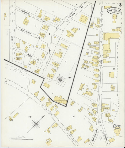 Sanborn Fire Insurance Map from Nantucket, Nantucket County, Massachusetts (1898), Sheet #0002 - Historic Sanborn Fire Insurance Map Print, vintage old map wall art, antique decor, genealogy gift, Massachusetts Massachusetts map