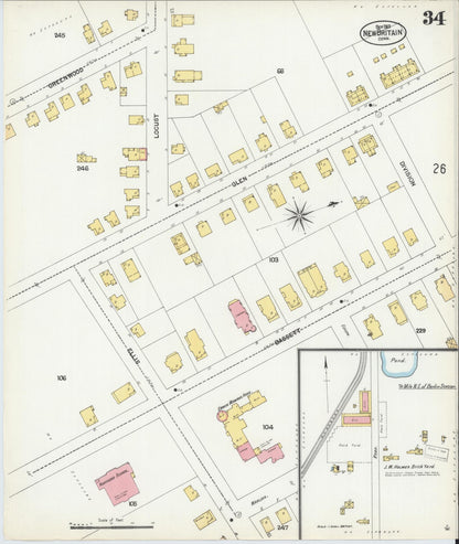 Sanborn Fire Insurance Map from New Britain, Hartford County, Connecticut (1901), Sheet #0034 - Complete Map Set gallery image, historic Sanborn map, vintage wall art, Connecticut Connecticut