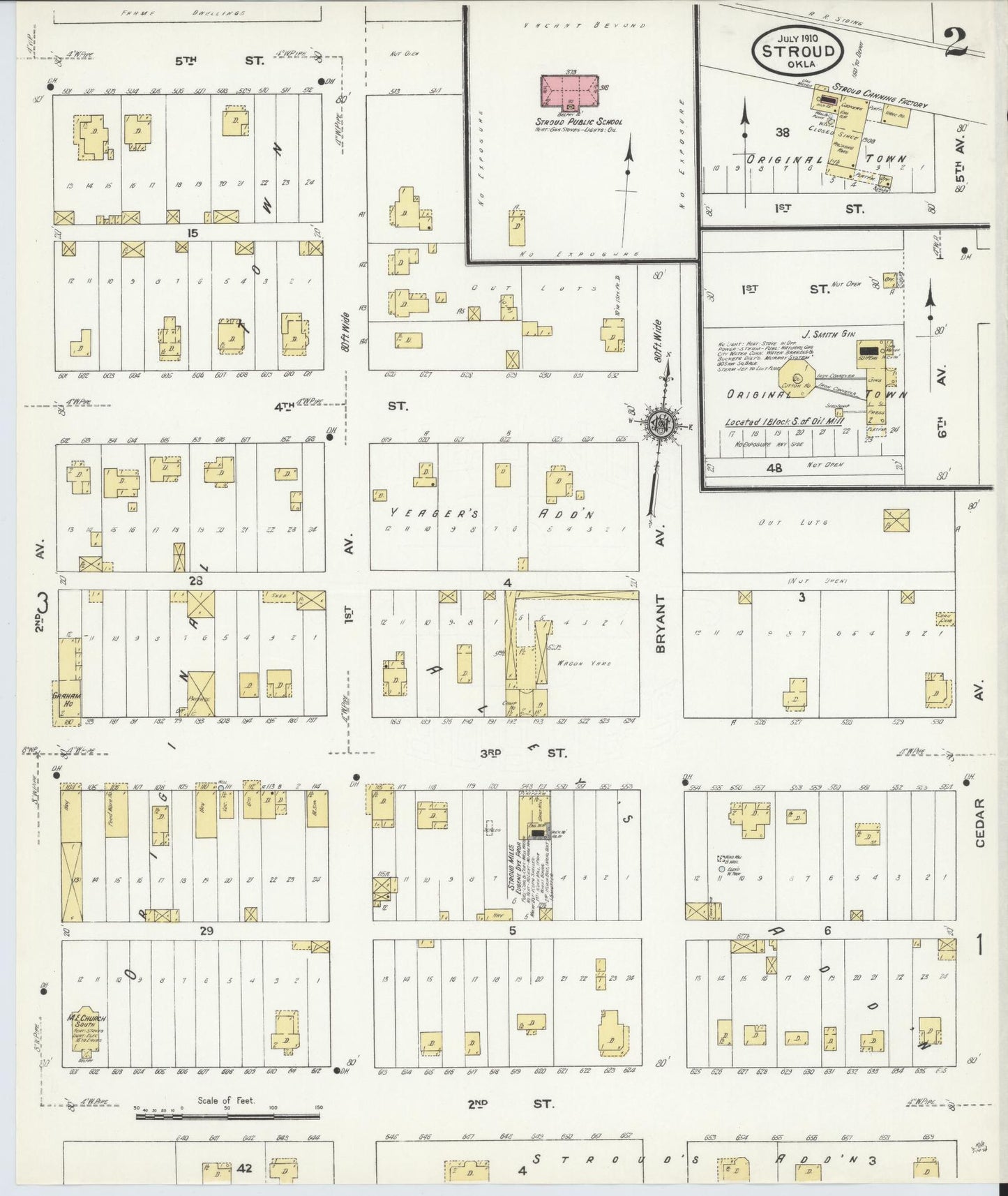 Sanborn Fire Insurance Map from Stroud, Lincoln County, Oklahoma (1910), Sheet #0002 - Historic Sanborn Fire Insurance Map Print, vintage old map wall art, antique decor, genealogy gift, Oklahoma Oklahoma map