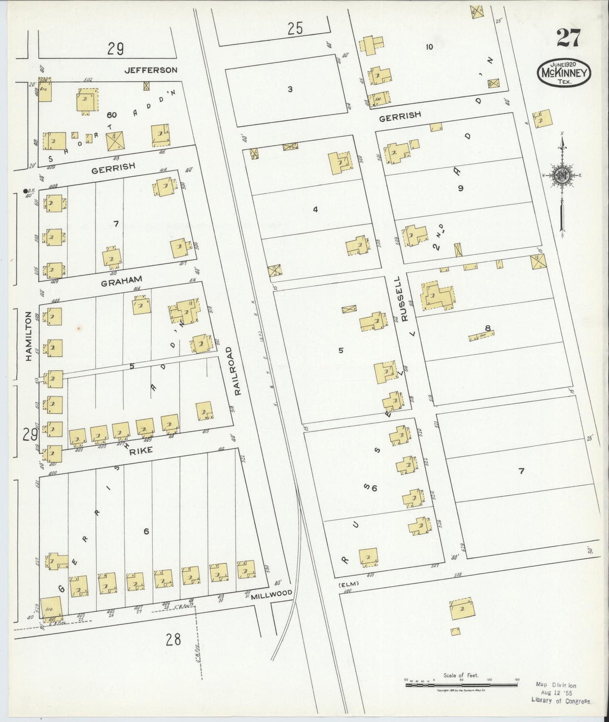 Sanborn Fire Insurance Map from McKinney, Collin County, Texas (1920), Sheet #0027 - Complete Map Set gallery image, historic Sanborn map, vintage wall art, Texas Texas