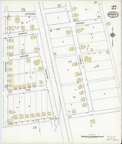 Sanborn Fire Insurance Map from McKinney, Collin County, Texas (1920), Sheet #0027 - Complete Map Set gallery image, historic Sanborn map, vintage wall art, Texas Texas