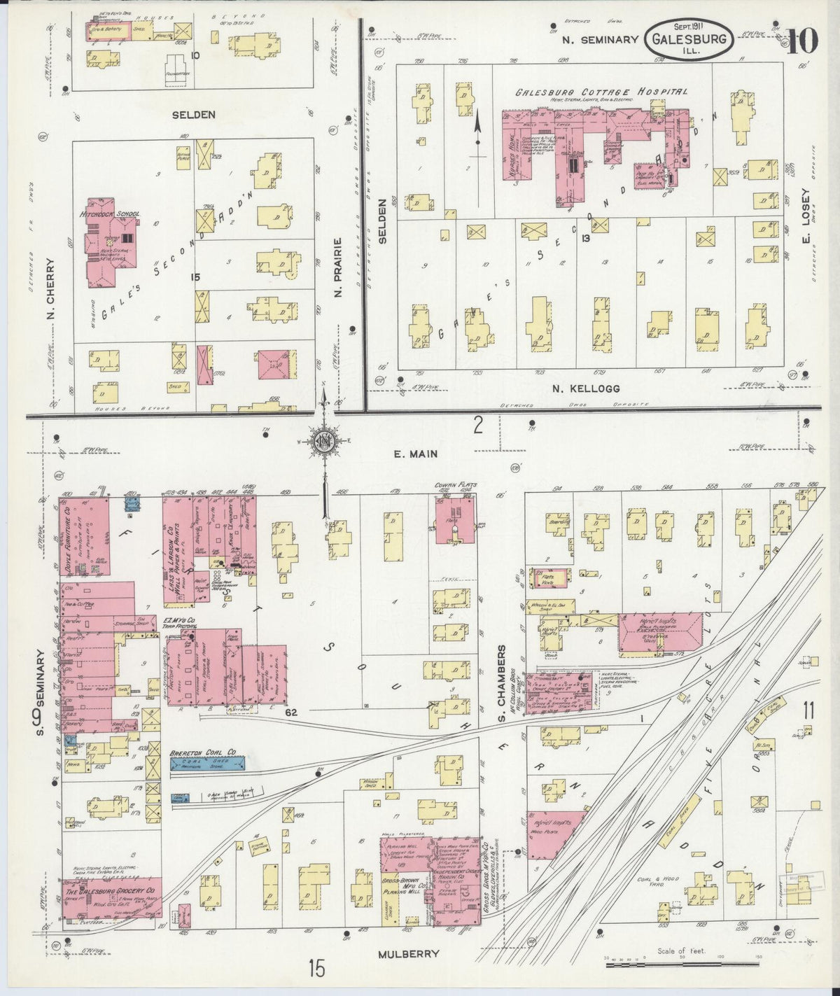 Sanborn Fire Insurance Map from Galesburg, Knox County, Illinois (1911), Sheet #0010 - Complete Map Set gallery image, historic Sanborn map, vintage wall art, Illinois Illinois