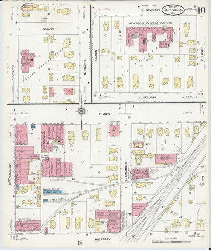 Sanborn Fire Insurance Map from Galesburg, Knox County, Illinois (1911), Sheet #0010 - Complete Map Set gallery image, historic Sanborn map, vintage wall art, Illinois Illinois