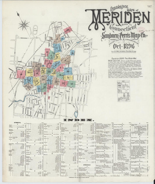Sanborn Fire Insurance Map from Meriden, New Haven County, Connecticut. (1896) – Historic Sanborn Fire Insurance Map Print