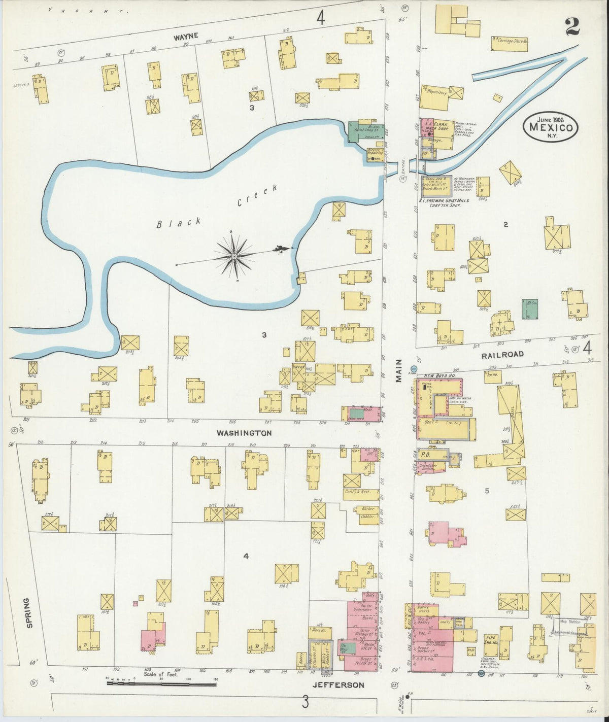 Sanborn Fire Insurance Map from Mexico, Oswego County, New York (1906), Sheet #0002 - Complete Map Set gallery image, historic Sanborn map, vintage wall art, New York New York