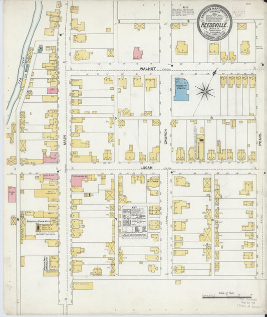 Sanborn Fire Insurance Map from Reedsville, Mifflin County, Pennsylvania (1904), Sheet #0001 - Historic Sanborn Fire Insurance Map Print, vintage old map wall art, antique decor, genealogy gift, Pennsylvania Pennsylvania map