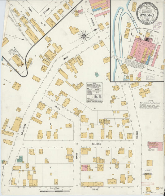 Sanborn Fire Insurance Map from Wallkill, Ulster County, New York (1904), Sheet #0001 - Historic Sanborn Fire Insurance Map Print, vintage old map wall art, antique decor, genealogy gift, New York New York map