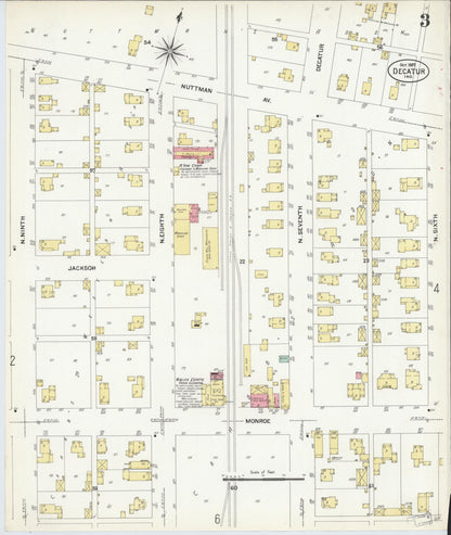 Sanborn Fire Insurance Map from Decatur, Adams County, Indiana (1907), Sheet #0003 - Complete Map Set gallery image, historic Sanborn map, vintage wall art, Indiana Indiana