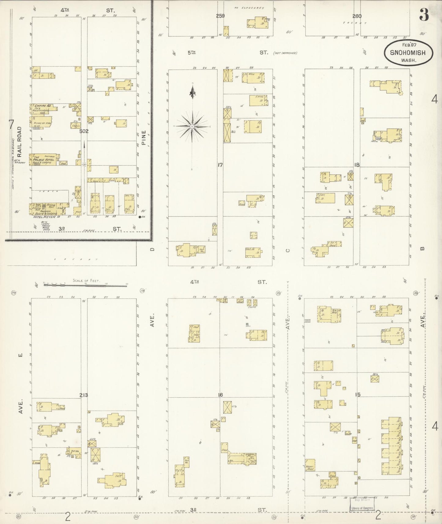 Sanborn Fire Insurance Map from Snohomish, Snohomish County, Washington (1897), Sheet #0003 - Historic Sanborn Fire Insurance Map Print, vintage old map wall art, antique decor, genealogy gift, Washington Washington map