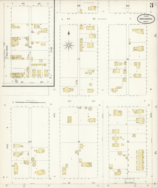 Sanborn Fire Insurance Map from Snohomish, Snohomish County, Washington (1897), Sheet #0003 - Historic Sanborn Fire Insurance Map Print, vintage old map wall art, antique decor, genealogy gift, Washington Washington map