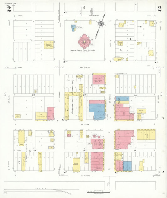 Sanborn Fire Insurance Map from Stanton, Martin County, Texas (1935), Sheet #0002 - Historic Sanborn Fire Insurance Map Print, vintage old map wall art, antique decor, genealogy gift, Texas Texas map