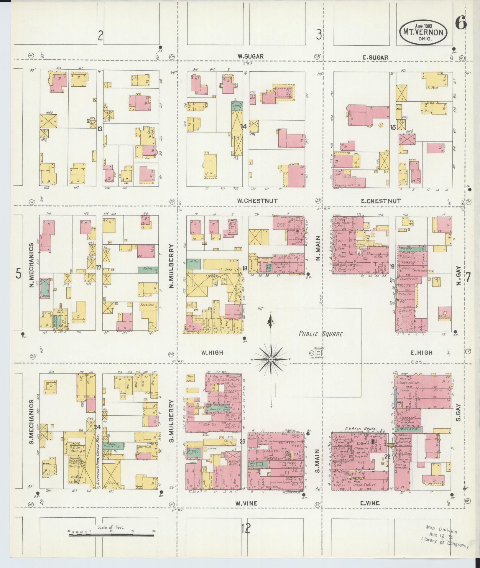 Sanborn Fire Insurance Map from Mount Vernon, Knox County, Ohio (1903), Sheet #0006 - Complete Map Set gallery image, historic Sanborn map, vintage wall art, Ohio Ohio