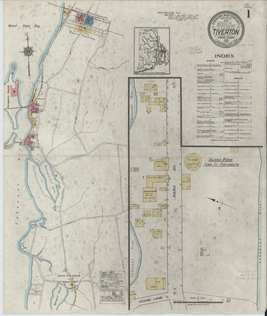 Sanborn Fire Insurance Map from Tiverton, Newport County, Rhode Island (1920), Sheet #0001 - Complete Map Set gallery image, historic Sanborn map, vintage wall art, Rhode Island Rhode Island
