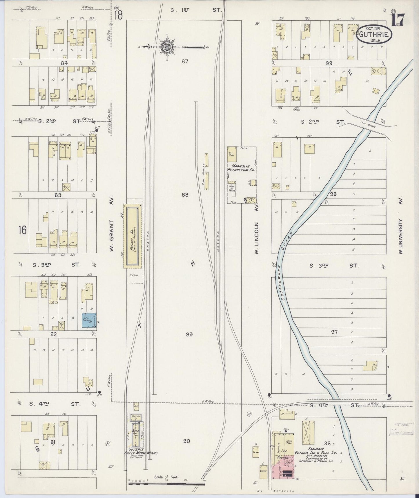 Sanborn Fire Insurance Map from Guthrie, Logan County, Oklahoma (1914), Sheet #0017 - Complete Map Set gallery image, historic Sanborn map, vintage wall art, Oklahoma Oklahoma