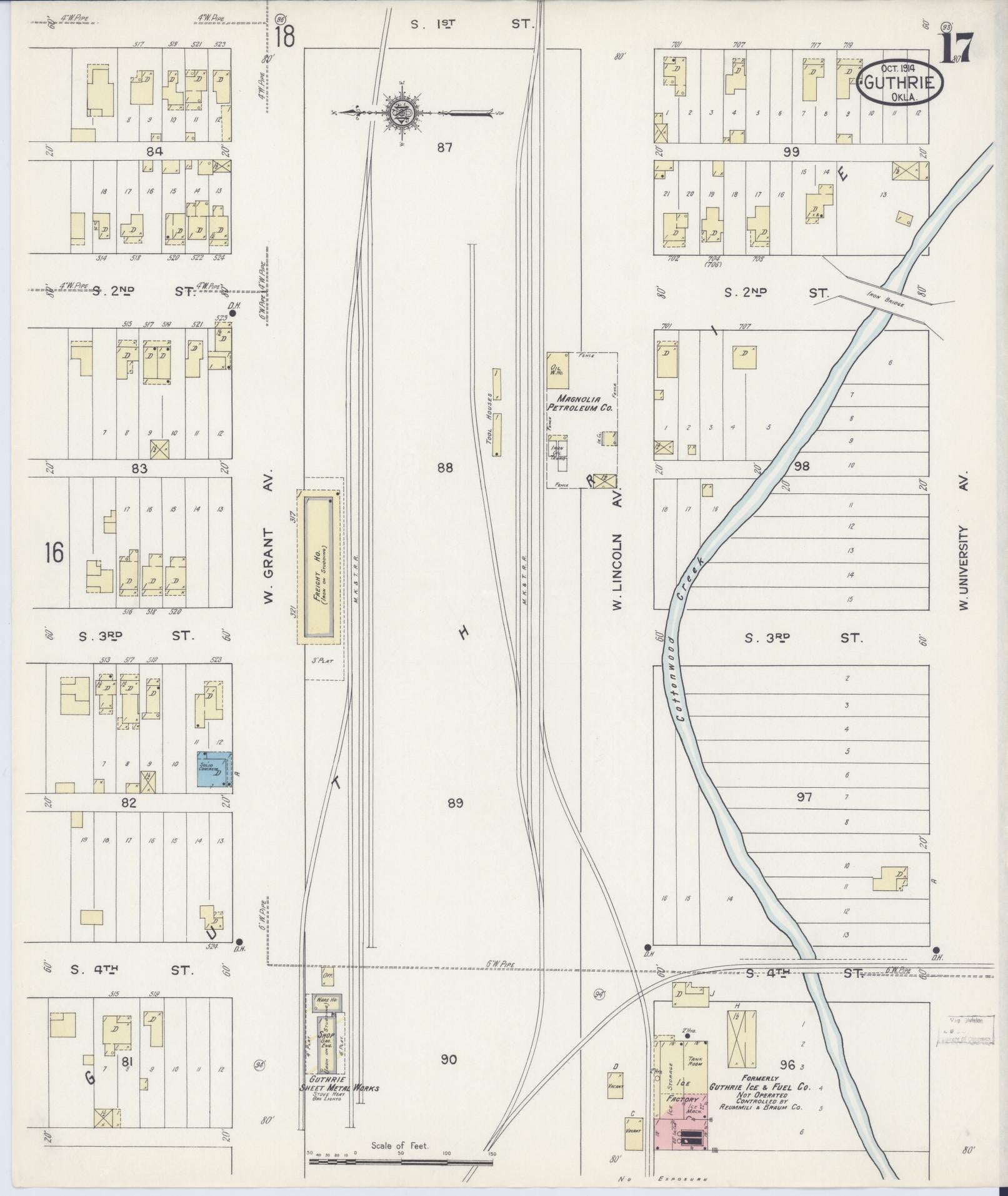 Sanborn Fire Insurance Map from Guthrie, Logan County, Oklahoma (1914), Sheet #0017 - Complete Map Set gallery image, historic Sanborn map, vintage wall art, Oklahoma Oklahoma