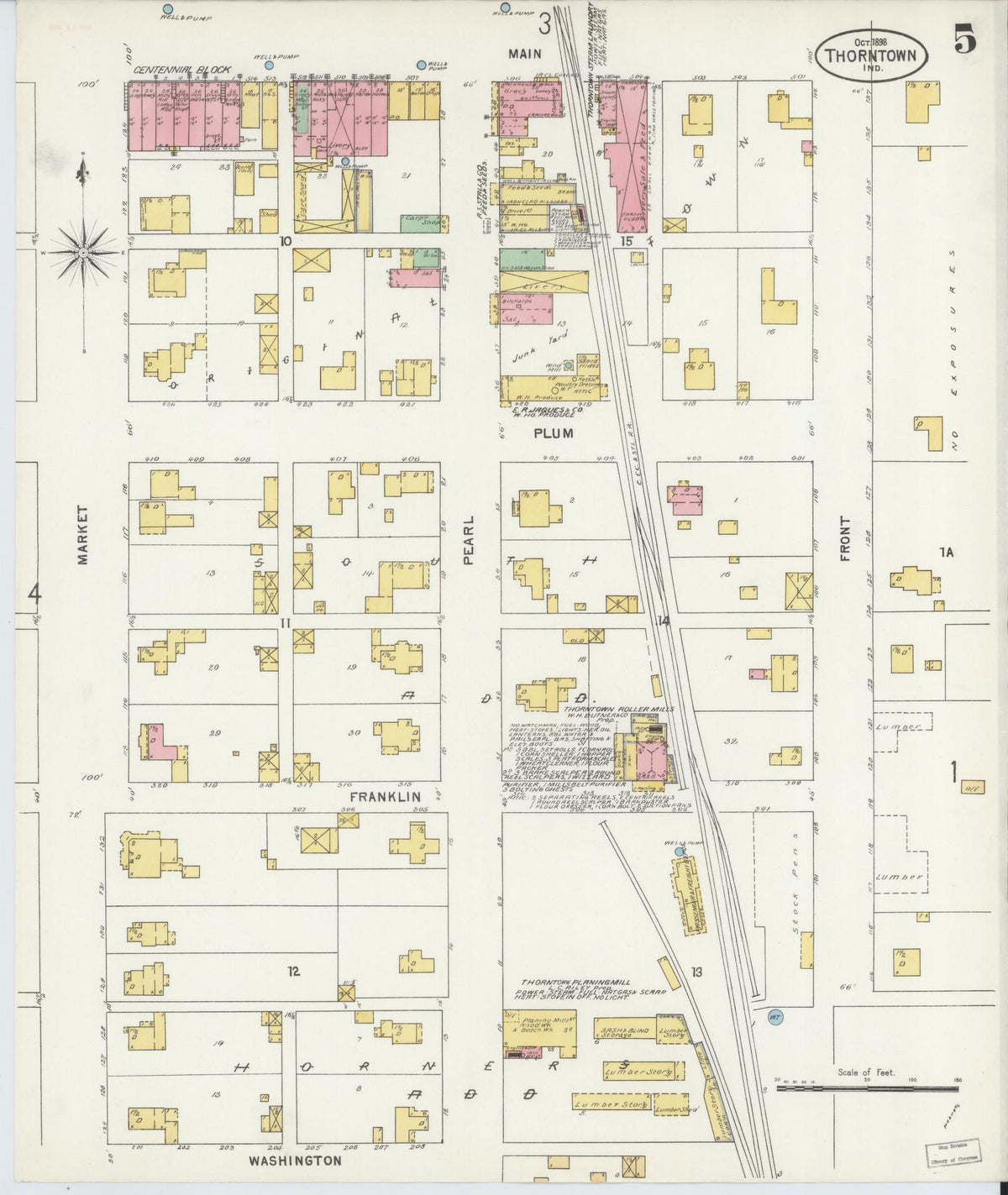 Sanborn Fire Insurance Map from Thorntown, Boone County, Indiana (1898), Sheet #0005 - Historic Sanborn Fire Insurance Map Print, vintage old map wall art, antique decor, genealogy gift, Indiana Indiana map