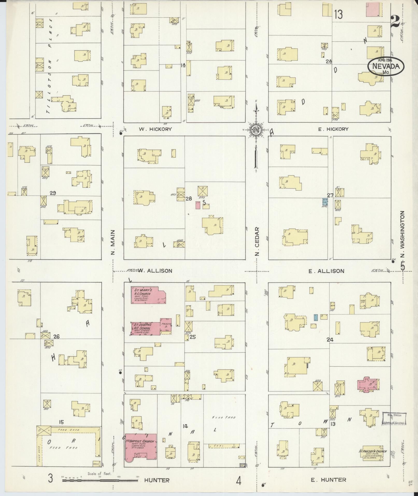 Sanborn Fire Insurance Map from Nevada, Vernon County, Missouri (1914), Sheet #0002 - Complete Map Set gallery image, historic Sanborn map, vintage wall art, Nevada Nevada