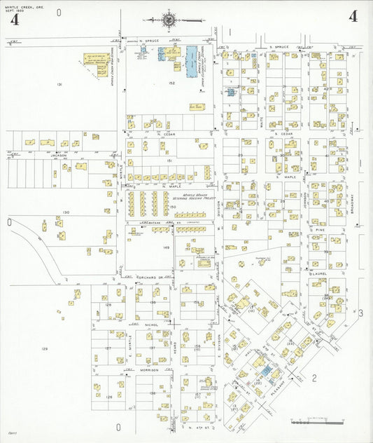 Sanborn Fire Insurance Map from Myrtle Creek, Douglas County, Oregon (1950), Sheet #0004 - Historic Sanborn Fire Insurance Map Print, vintage old map wall art, antique decor, genealogy gift, Oregon Oregon map