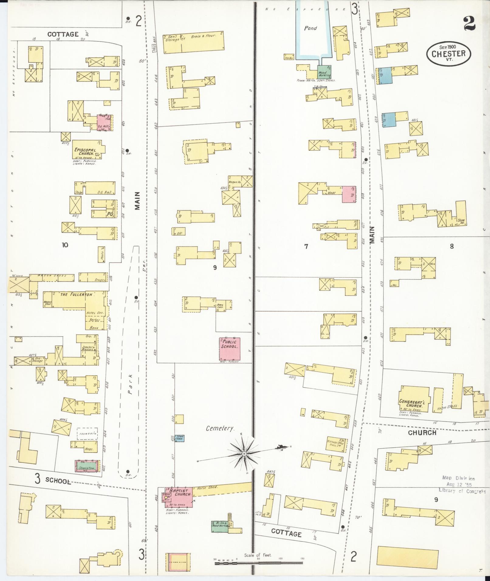 Sanborn Fire Insurance Map from Chester, Windsor County, Vermont (1900), Sheet #0002 - Complete Map Set gallery image, historic Sanborn map, vintage wall art, Vermont Vermont
