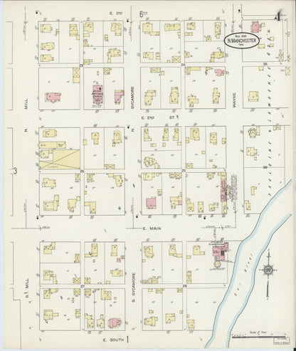 Sanborn Fire Insurance Map from North Manchester, Wabash County, Indiana (1914), Sheet #0004 - Complete Map Set gallery image, historic Sanborn map, vintage wall art, Indiana Indiana