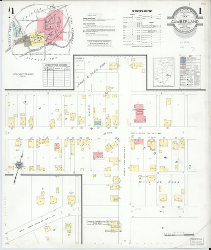 Sanborn Fire Insurance Map from Cumberland, Guernsey County, Ohio (1946), Sheet #0001 - Historic Sanborn Fire Insurance Map Print, vintage old map wall art, antique decor, genealogy gift, Ohio Ohio map