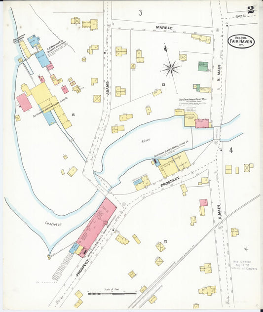 Sanborn Fire Insurance Map from Fair Haven, Rutland County, Vermont (1904), Sheet #0002 - Historic Sanborn Fire Insurance Map Print, vintage old map wall art, antique decor, genealogy gift, Vermont Vermont map