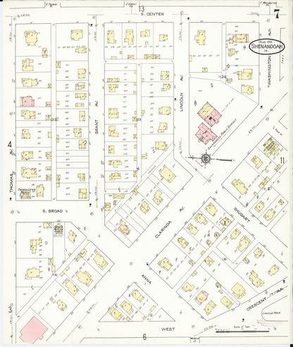Sanborn Fire Insurance Map from Shenandoah, Page County, Iowa (1914), Sheet #0007 - Historic Sanborn Fire Insurance Map Print
