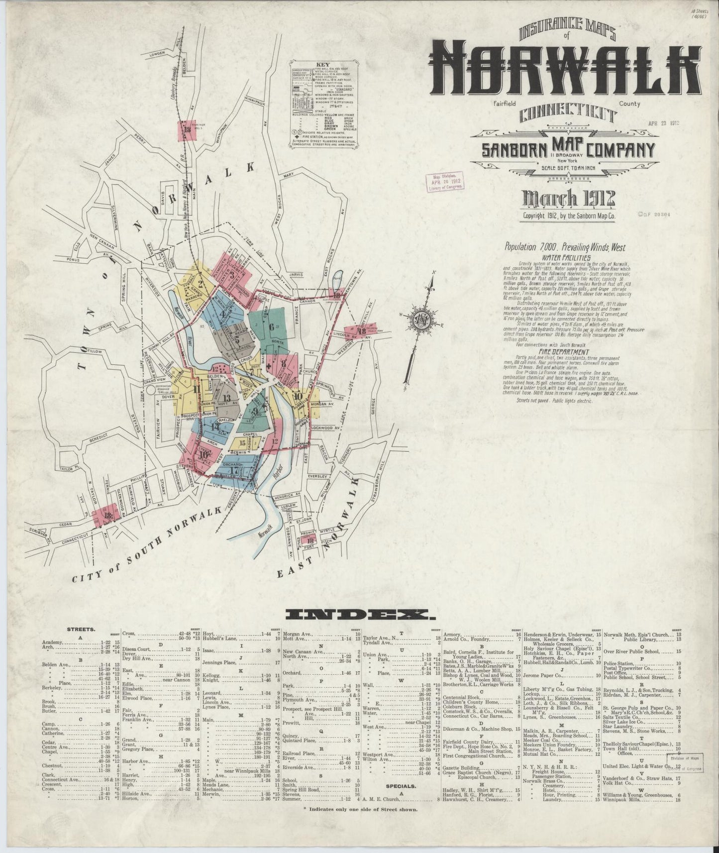 Sanborn Fire Insurance Map from Norwalk, Fairfield County, Connecticut. (1912) – Historic Sanborn Fire Insurance Map Print