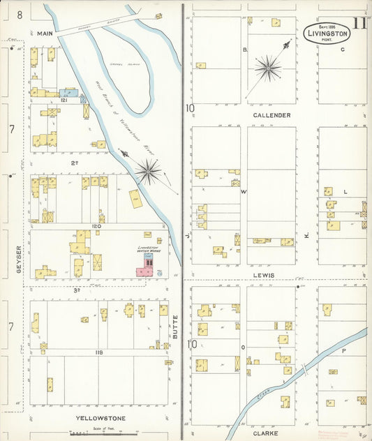 Sanborn Fire Insurance Map from Livingston, Park County, Montana (1896), Sheet #0011 - Historic Sanborn Fire Insurance Map Print, vintage old map wall art, antique decor, genealogy gift, Montana Montana map