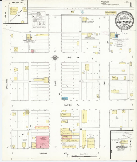 Sanborn Fire Insurance Map from Greensburg, Kiowa County, Kansas (1911), Sheet #0001 - Complete Map Set gallery image, historic Sanborn map, vintage wall art, Kansas Kansas