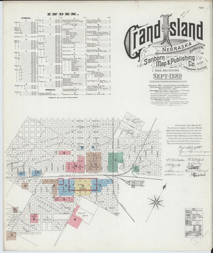 Sanborn Fire Insurance Map from Grand Island, Hall County, Nebraska (1889), Sheet #0001 - Complete Map Set gallery image, historic Sanborn map, vintage wall art, Nebraska Nebraska