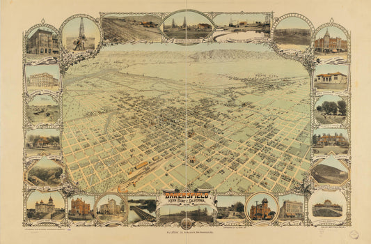 Bakersfield, Kern County, California, 1901. (1901) – Historic Bird’s-Eye View Panorama Print