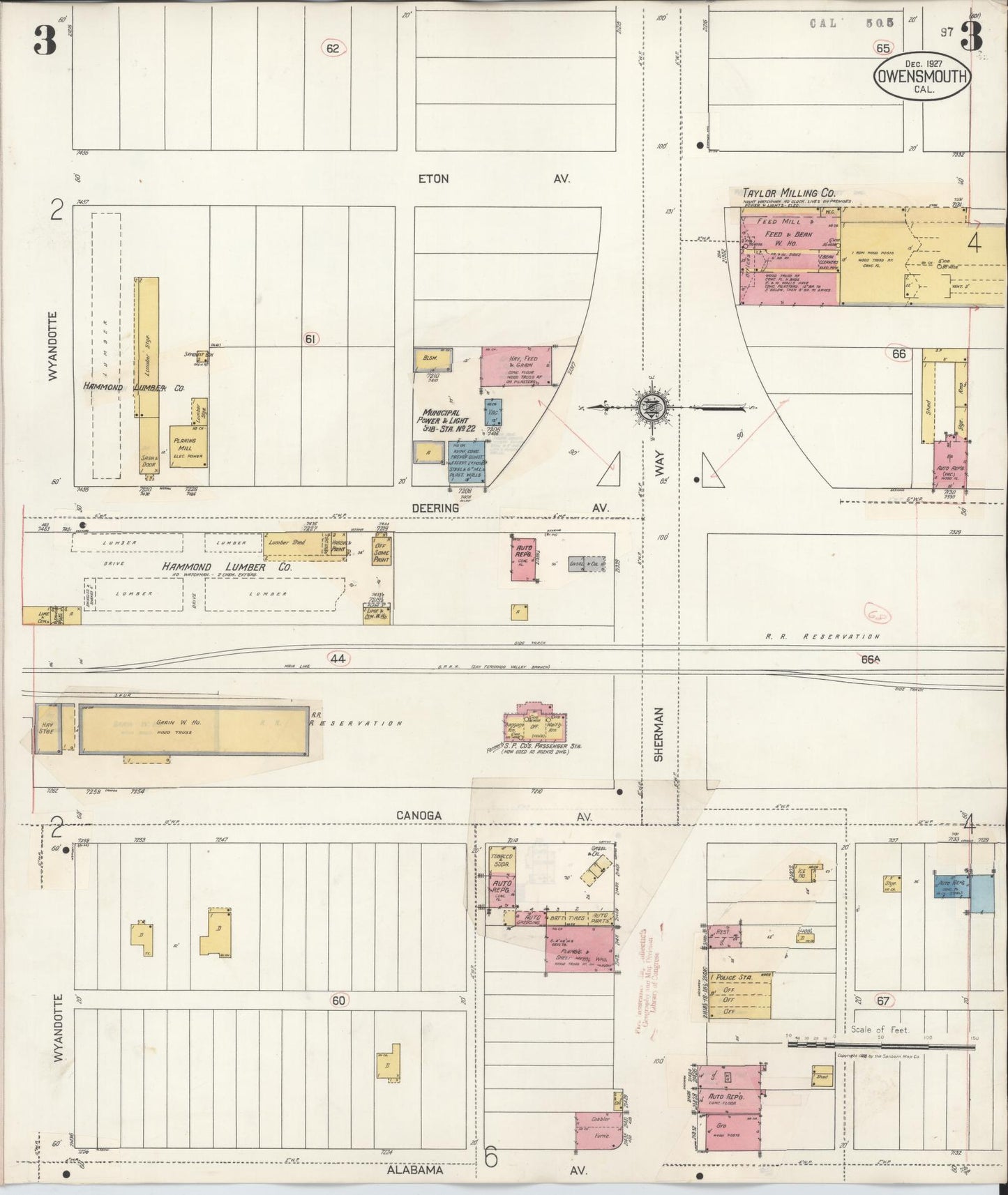 Sanborn Fire Insurance Map from Canoga Park, Los Angeles County, California (1932), Sheet #0003 - Historic Sanborn Fire Insurance Map Print, vintage old map wall art, antique decor, genealogy gift, California California map