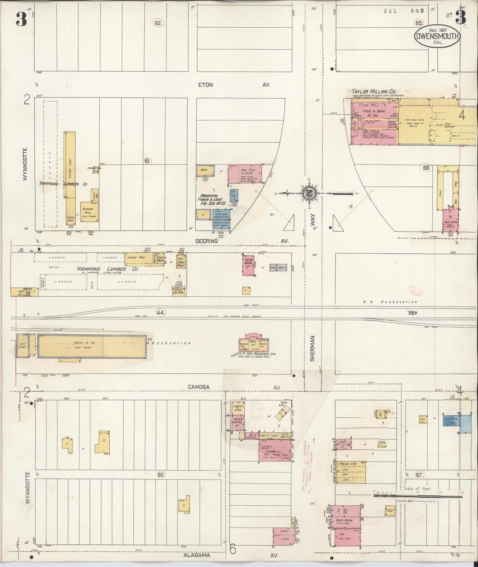 Sanborn Fire Insurance Map from Canoga Park, Los Angeles County, California (1932), Sheet #0003 - Historic Sanborn Fire Insurance Map Print, vintage old map wall art, antique decor, genealogy gift, California California map