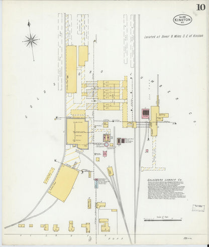 Sanborn Fire Insurance Map from Kinston, Lenoir County, North Carolina (1901), Sheet #0010 - Historic Sanborn Fire Insurance Map Print, vintage old map wall art, antique decor, genealogy gift, North Carolina North Carolina map