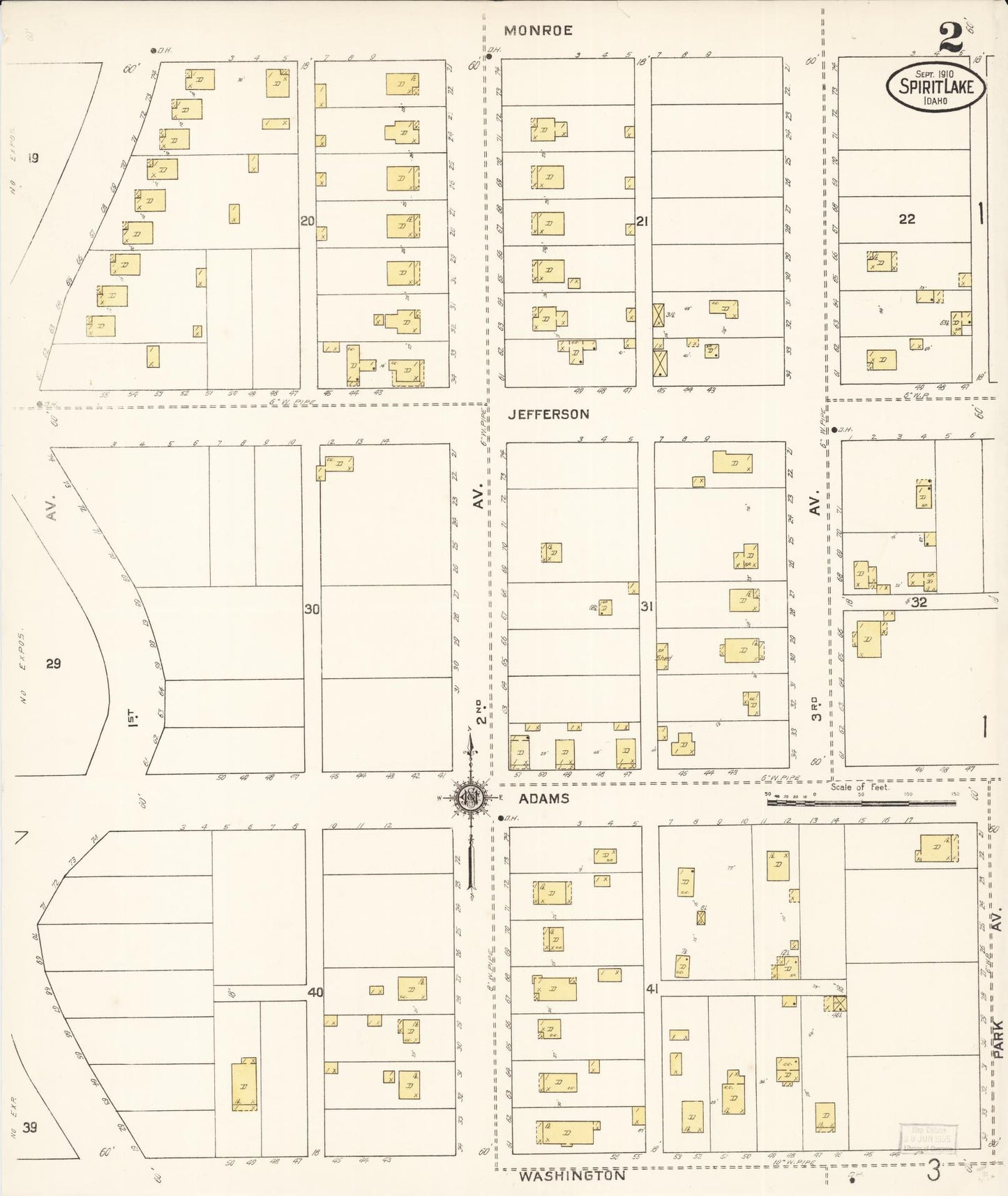 Sanborn Fire Insurance Map from Spirit Lake, Kootenai County, Idaho (1910), Sheet #0002 - Complete Map Set gallery image, historic Sanborn map, vintage wall art, Idaho Idaho