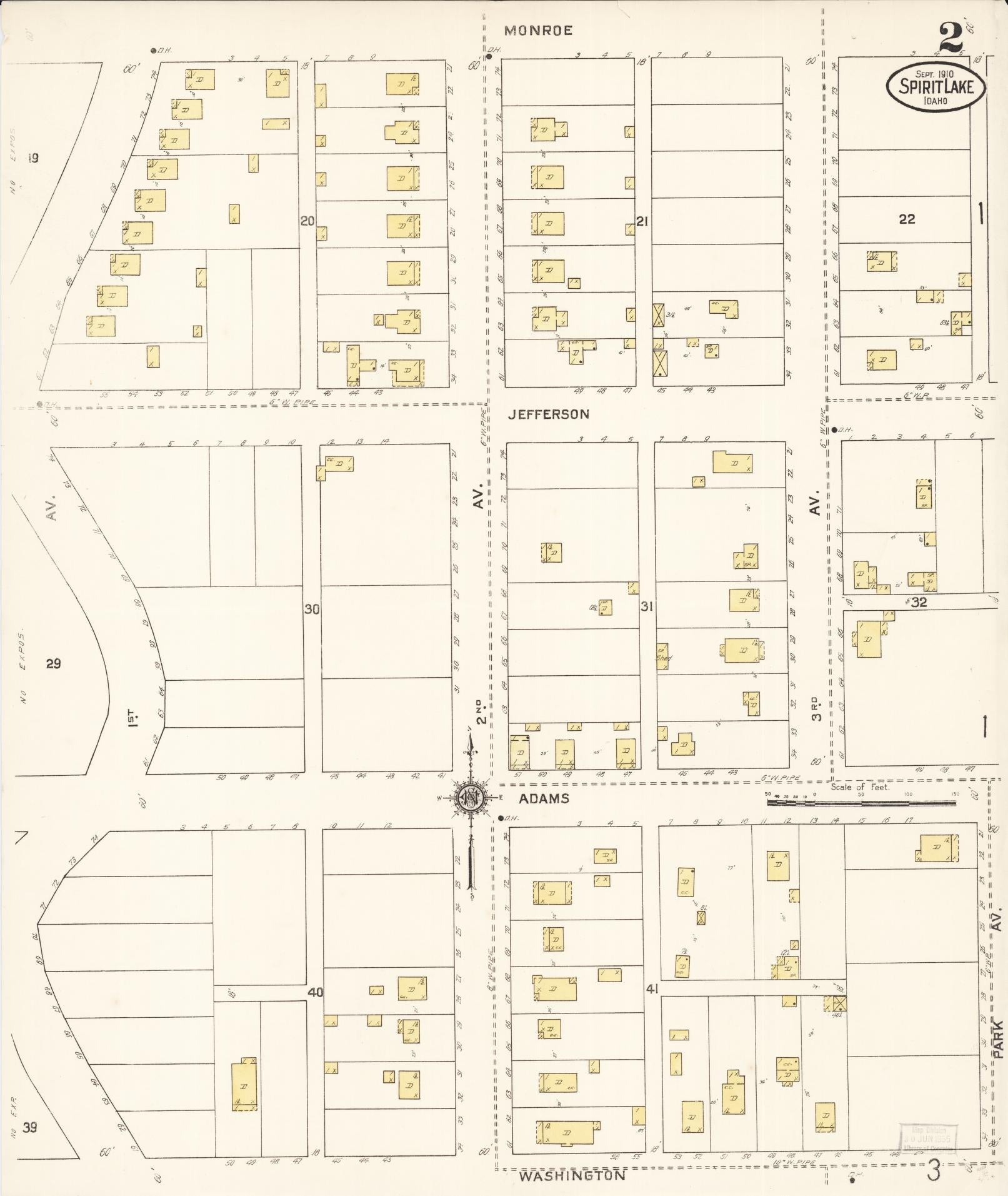 Sanborn Fire Insurance Map from Spirit Lake, Kootenai County, Idaho (1910), Sheet #0002 - Complete Map Set gallery image, historic Sanborn map, vintage wall art, Idaho Idaho