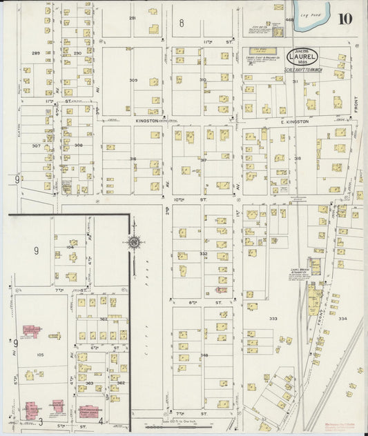 Sanborn Fire Insurance Map from Laurel, Jones County, Mississippi (1915), Sheet #0010 - Historic Sanborn Fire Insurance Map Print, vintage old map wall art, antique decor, genealogy gift, Mississippi Mississippi map