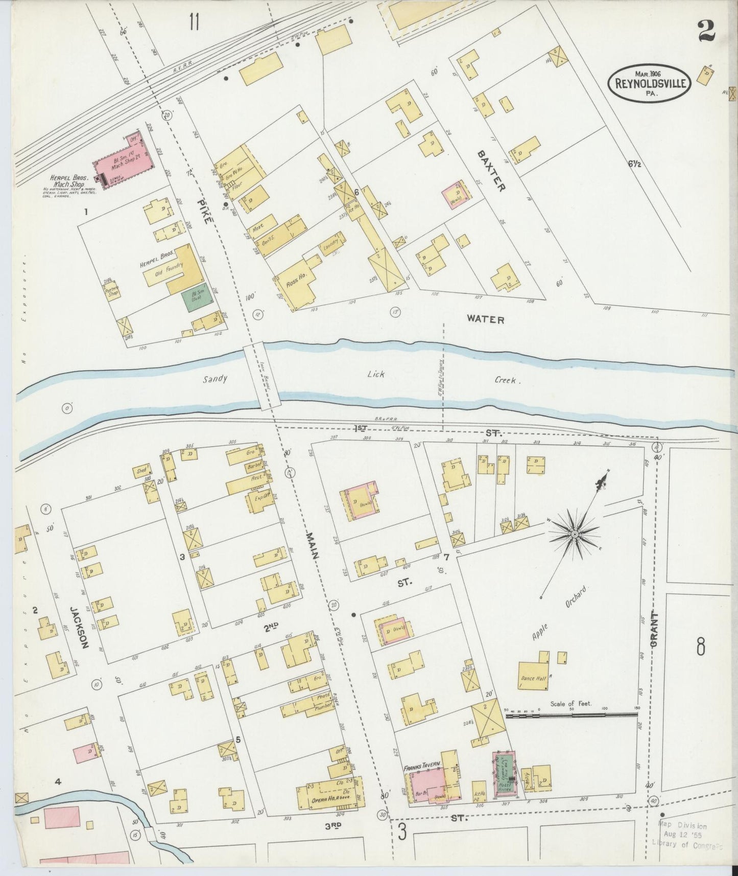 Sanborn Fire Insurance Map from Reynoldsville, Jefferson County, Pennsylvania (1906), Sheet #0002 - Complete Map Set gallery image, historic Sanborn map, vintage wall art, Pennsylvania Pennsylvania