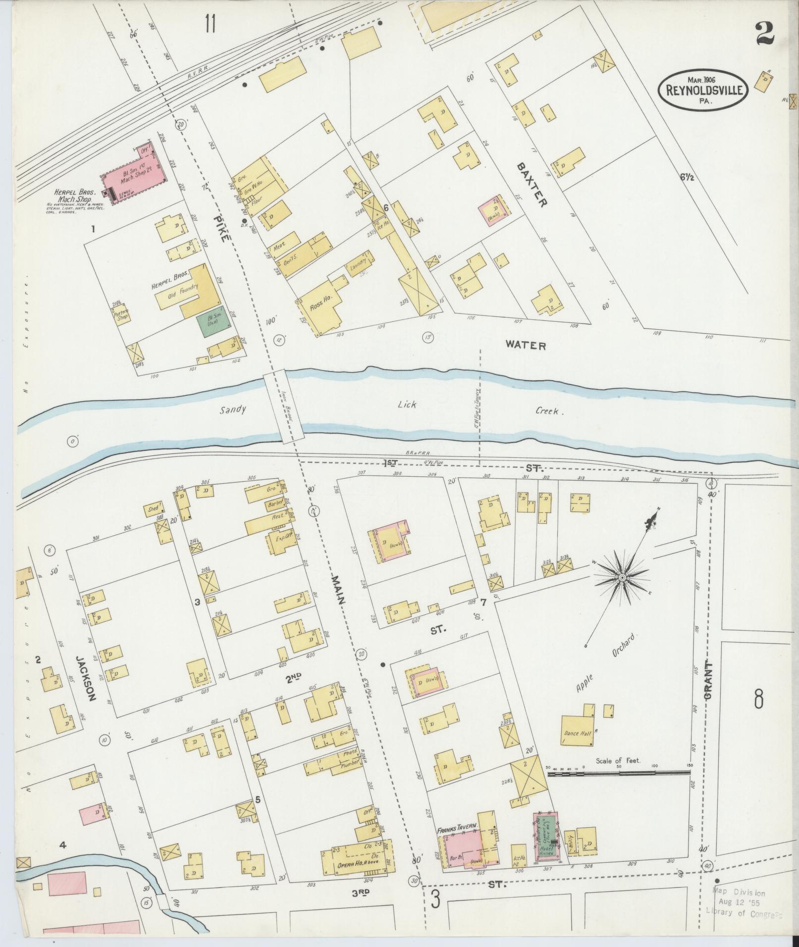 Sanborn Fire Insurance Map from Reynoldsville, Jefferson County, Pennsylvania (1906), Sheet #0002 - Complete Map Set gallery image, historic Sanborn map, vintage wall art, Pennsylvania Pennsylvania
