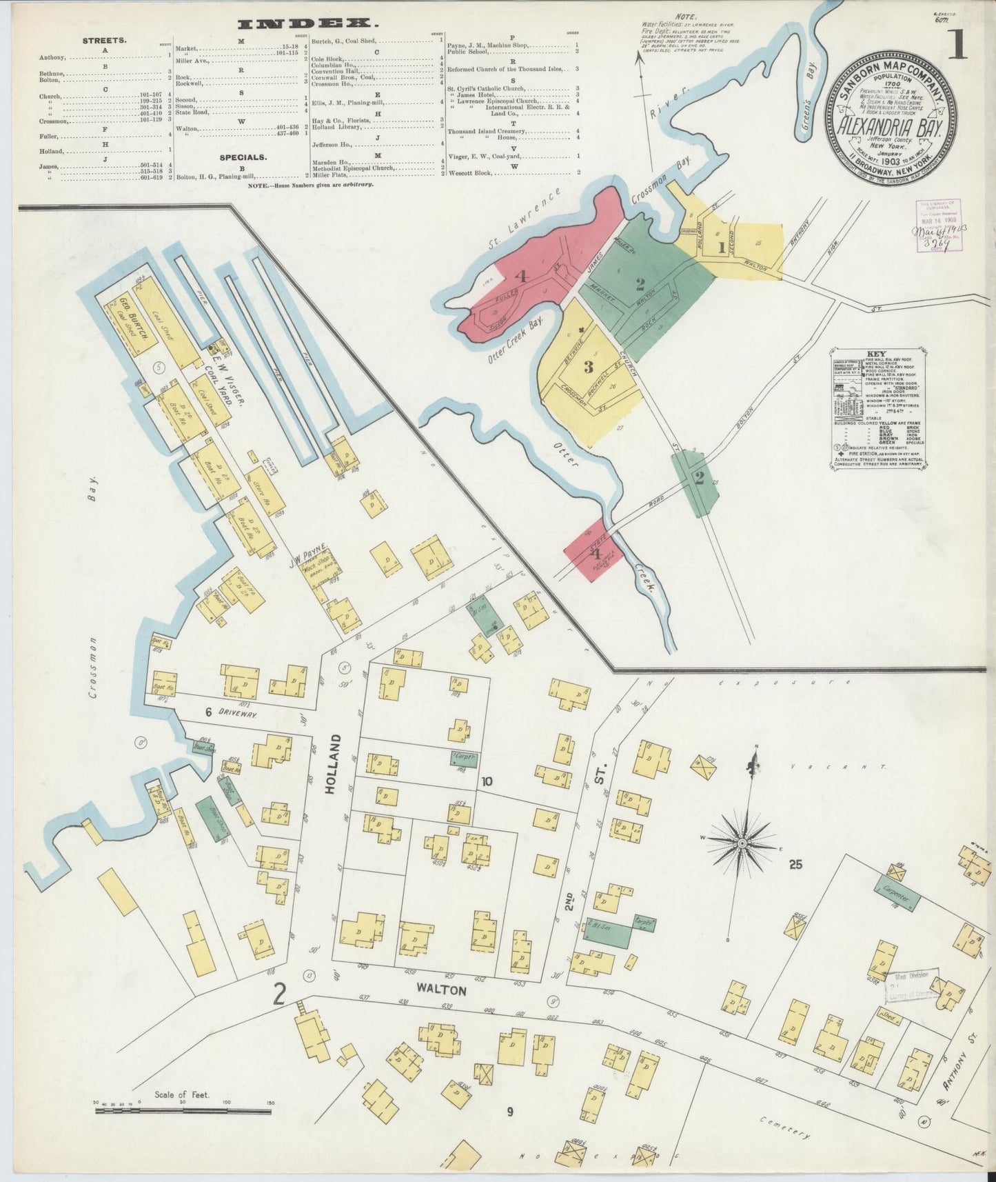 Sanborn Fire Insurance Map from Alexandria Bay, Jefferson County, New York. (1903) – Historic Sanborn Fire Insurance Map Print