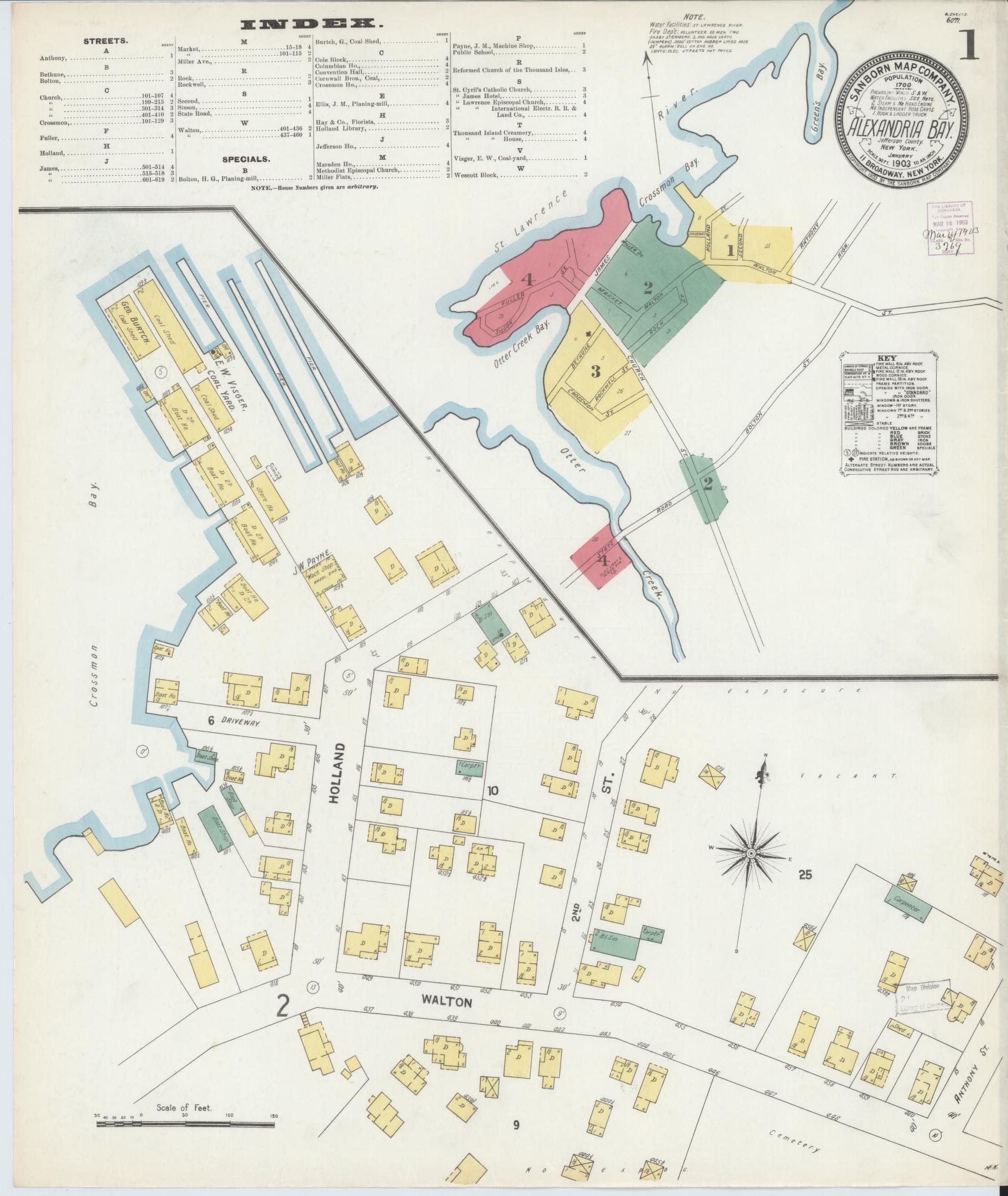 Sanborn Fire Insurance Map from Alexandria Bay, Jefferson County, New York. (1903) – Historic Sanborn Fire Insurance Map Print