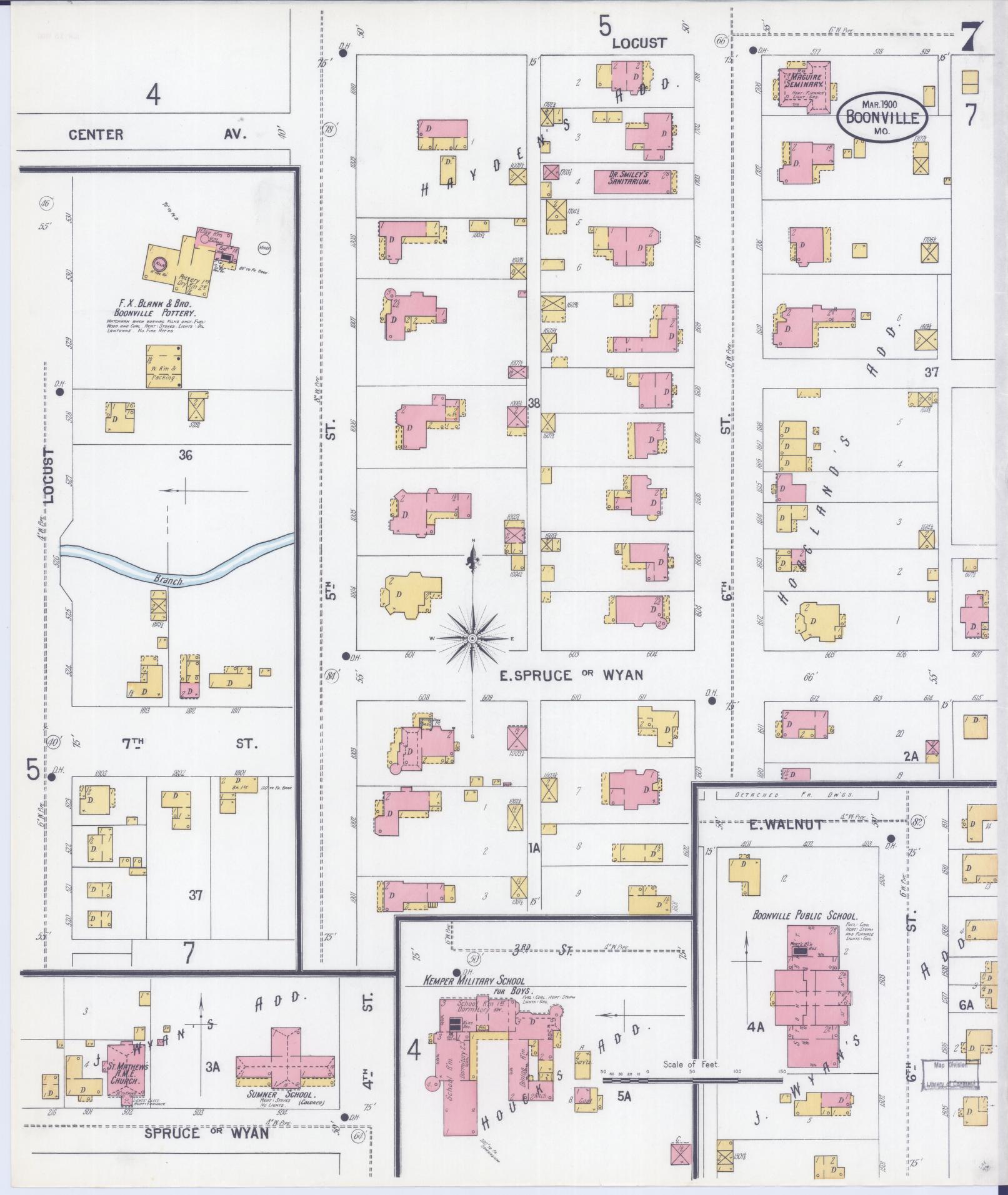 Sanborn Fire Insurance Map from Boonville, Cooper County, Missouri (1900), Sheet #0007 - Complete Map Set gallery image, historic Sanborn map, vintage wall art, Missouri Missouri