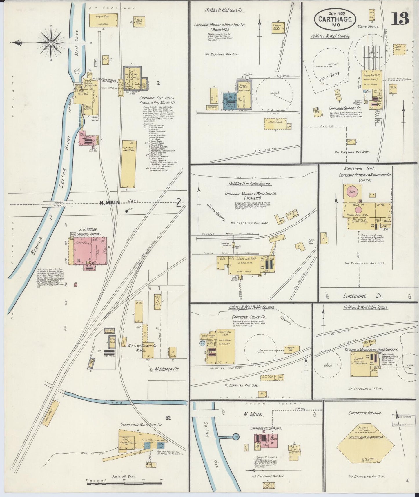 Sanborn Fire Insurance Map from Carthage, Jasper County, Missouri (1902), Sheet #0013 - Complete Map Set gallery image, historic Sanborn map, vintage wall art, Missouri Missouri