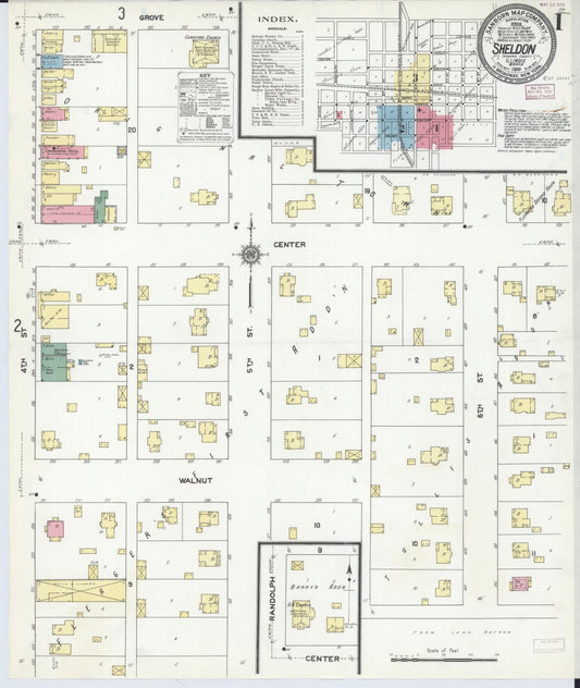Sanborn Fire Insurance Map from Sheldon, Iroquois County, Illinois (1910), Sheet #0001 - Historic Sanborn Fire Insurance Map Print, vintage old map wall art, antique decor, genealogy gift, Illinois Illinois map