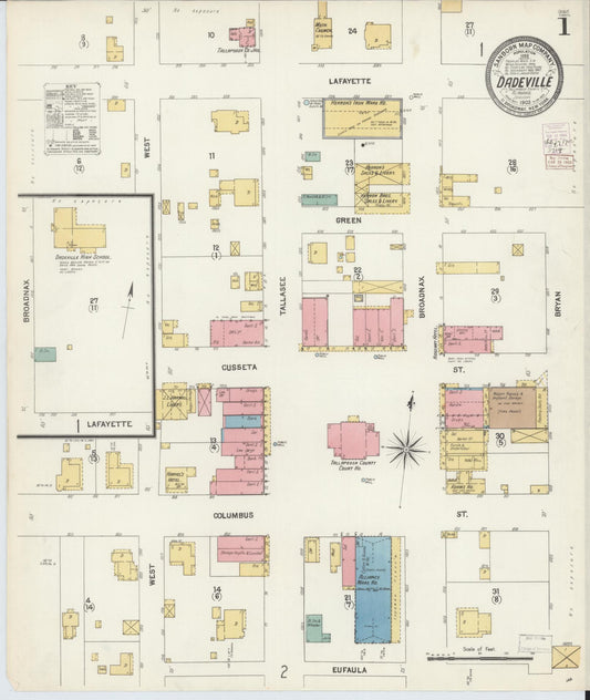 Sanborn Fire Insurance Map from Dadeville, Tallapoosa County, Alabama. (1903) – Historic Sanborn Fire Insurance Map Print