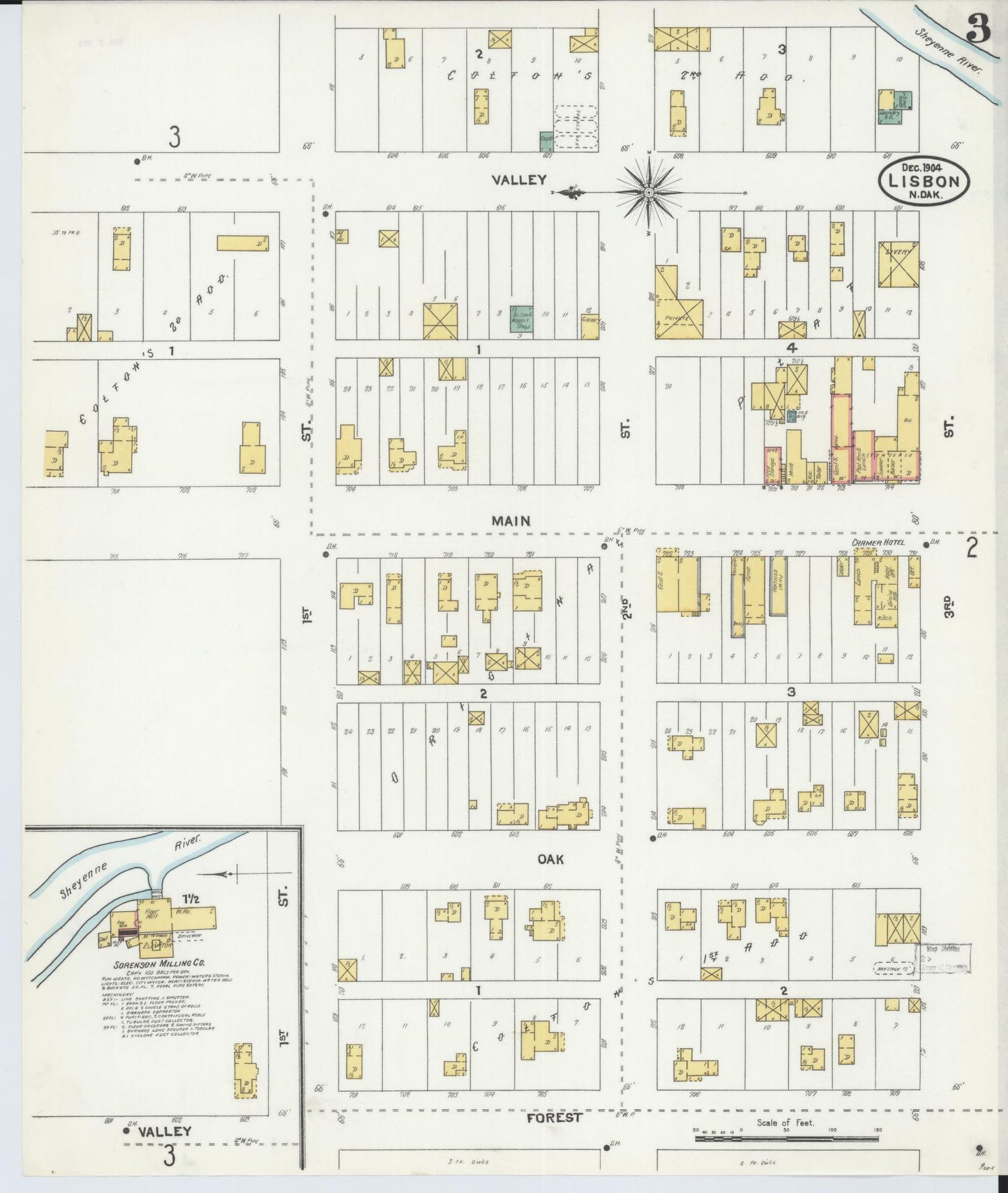 Sanborn Fire Insurance Map from Lisbon, Ransom County, North Dakota (1905), Sheet #0003 - Historic Sanborn Fire Insurance Map Print, vintage old map wall art, antique decor, genealogy gift, North Dakota North Dakota map