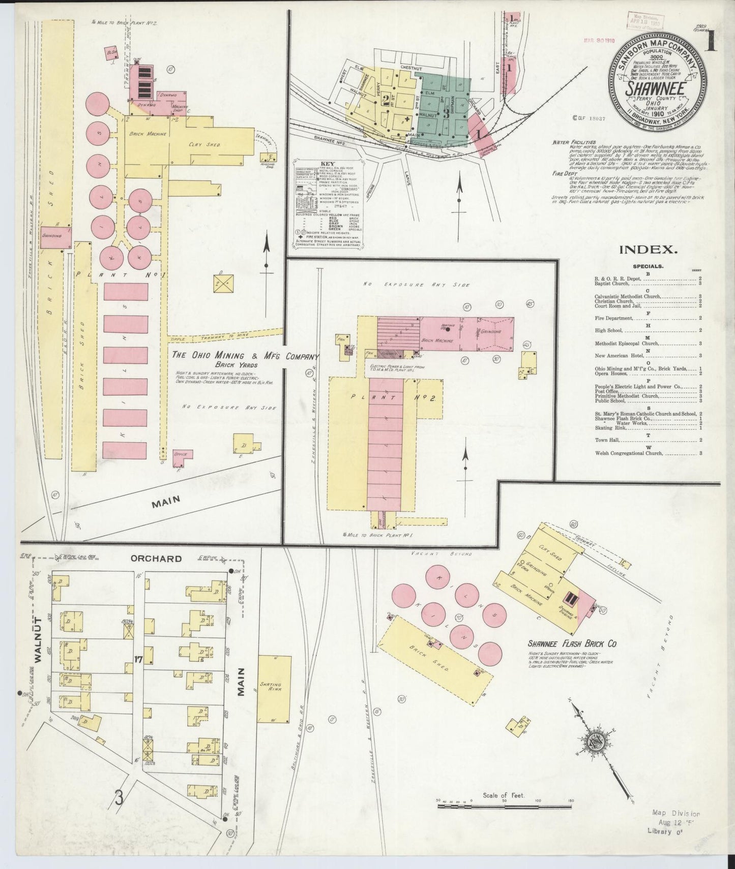 Sanborn Fire Insurance Map from Shawnee, Perry County, Ohio (1910), Sheet #0001 - Complete Map Set gallery image, historic Sanborn map, vintage wall art, Ohio Ohio