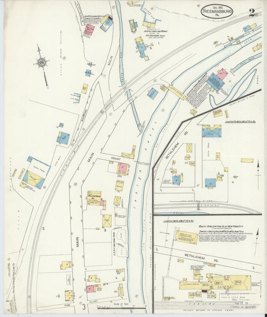 Sanborn Fire Insurance Map from Freemansburg, Northampton County, Pennsylvania (1912), Sheet #0002 - Historic Sanborn Fire Insurance Map Print, vintage old map wall art, antique decor, genealogy gift, Pennsylvania Pennsylvania map