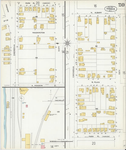 Sanborn Fire Insurance Map from Ithaca, Tompkins County, New York (1904), Sheet #0020 - Complete Map Set gallery image, historic Sanborn map, vintage wall art, New York New York